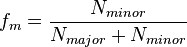 
f_{m} = \frac{N_{minor}}{N_{major} + N_{minor}}

